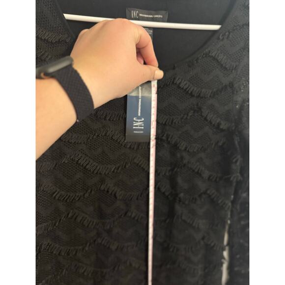 NWT INC Black Lace Eyelet Fitted Mini Dress Semi Formal, Little Black Dress XS - Picture 2 of 7